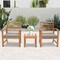 Costway 3 PCS Outdoor Furniture Set Acacia Wood Conversation Set with Soft Seat Cushions White/Grey/Navy